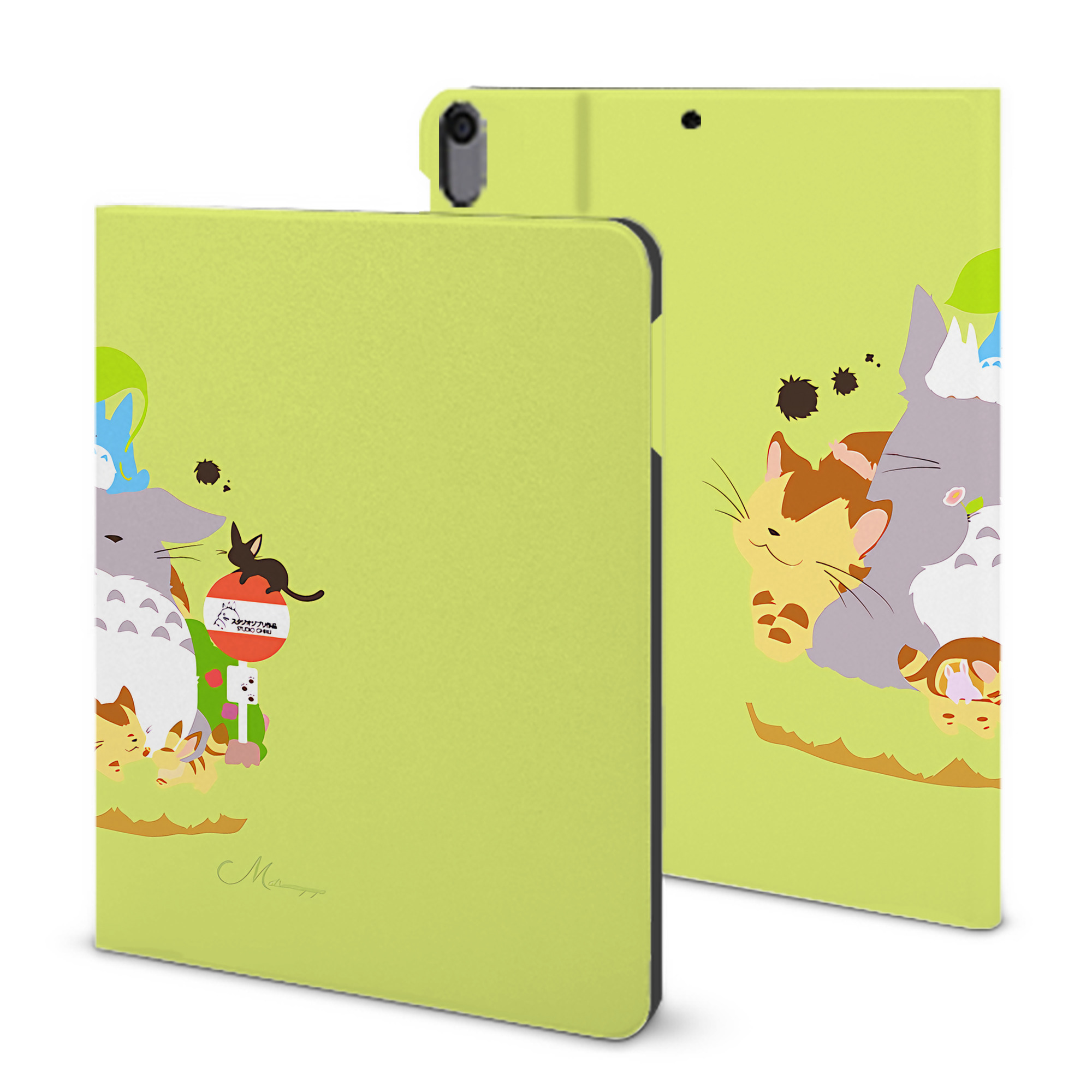（画像用） となりのトトロ 草壁メイ 草壁サツキ My Neighbor Totoro Satsuki Kusakabe Mei Kusakabe IPad ケース ブック型 PUレザー TPU 耐衝撃 軽量 薄型 ペン収納なし 全面保護 IPad 各モデル対応